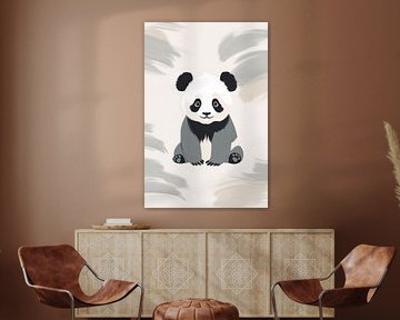 Panda illustratie met abstracte achtergrond