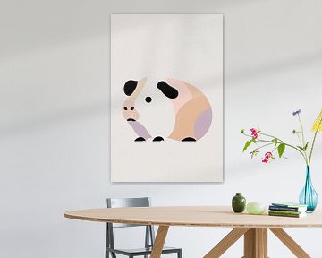 Minimalistisch cavia kunstwerk van Art & Soul Creations