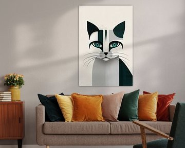 Minimalistische kat in geometrische vormen van Art & Soul Creations