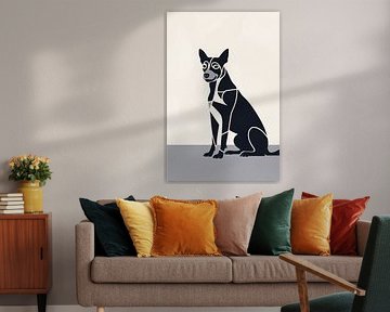 Minimalistisch zwart-wit hond portret