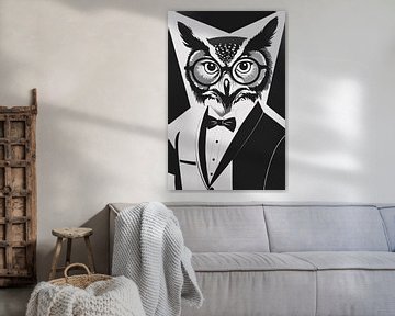 Owl in stylish dinner jacket by Art & Soul Creations