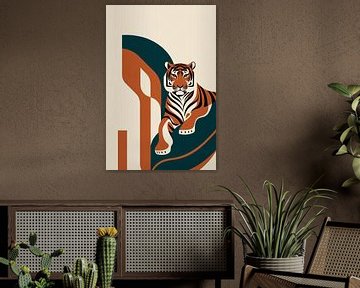 Moderne tijger in Art Deco stijl van Art & Soul Creations