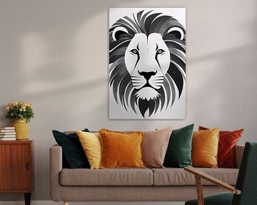Minimalistisch zwart-wit leeuwenportret