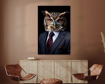 Stijlvolle uil in pak van Art & Soul Creations