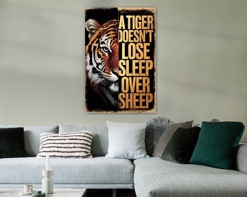 Motivatieposter met tijger en tekst van Art & Soul Creations