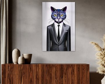 Stijlvolle surrealistische kat in pak