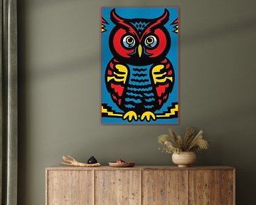 Colourful Pop Art owl portrait by Art & Soul Creations
