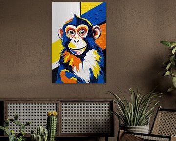 Abstract portret kleurrijke aap van Art & Soul Creations
