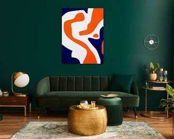 Art abstract organique - oranje en blauw