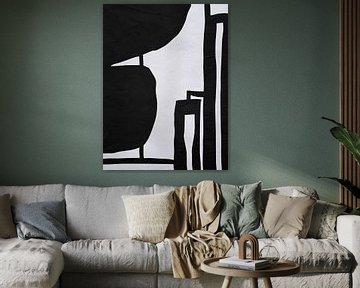 Kunst abstract organique - zwart-witte tinten