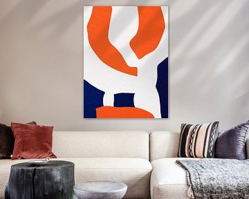 Art abstract organique - oranje en blauw van Online Arts