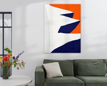 Organic geometric abstract art - orange and blue tones
