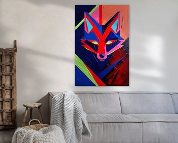 Abstracte kleurrijke geometrische vos van Art & Soul Creations