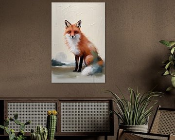 Fox with moon in background by Art & Soul Creations