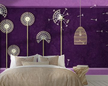 Paardebloemen in modern design violet van Monika Jüngling