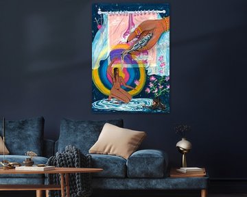Abstract illustratie meid in ruimte van Dominique Bonne