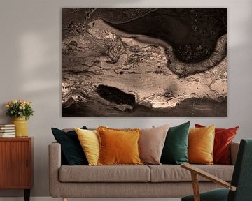 Romantic scene on petrified wood