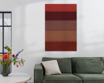 Strepen in rood, taupe, terra. Moderne abstracte kunst. van Dina Dankers