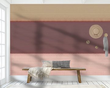 Stripes in red, cream, purple, pink, green. Modern abstract art. by Dina Dankers