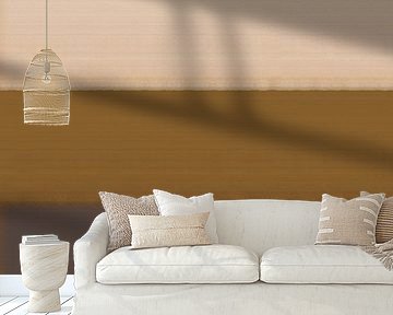 Stripes in yellow, white, mustard, taupe, red. Modern abstract art. by Dina Dankers