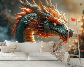 A close-up of a young blue dragon by The Photo Artist