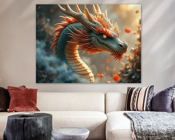 Een close-up van een jonge blauwe draak van The Photo Artist