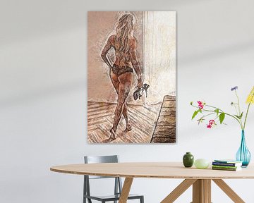 Sensueel lopende vrouw in lingerie van The Photo Artist