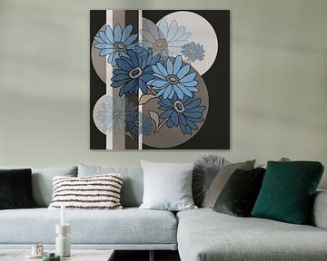 Composition Marguerites bleues sur Esther Sigger