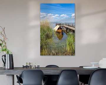 Vissersboot op het Achterwasser bij Warthe op het eiland Usedom van Rico Ködder