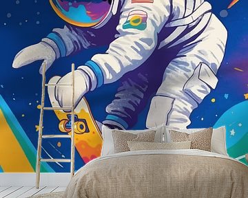 Astronaut Skateboarding im Weltraum von MIROKKU