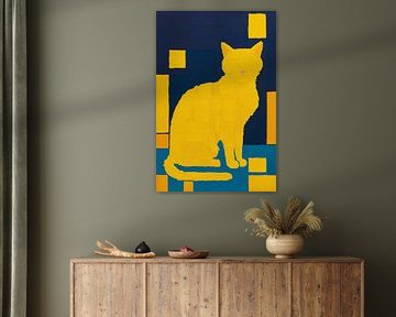 Geometric cat in abstract design by Art & Soul Creations