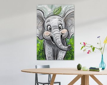 Vrolijke olifant met bladeren van Art & Soul Creations