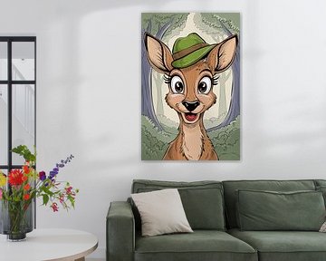 Vrolijk hert met groene hoed van Art & Soul Creations