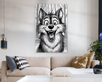 Speelse wolf lijntekening natuur