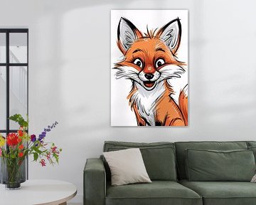 Speelse illustratie van vrolijke vos