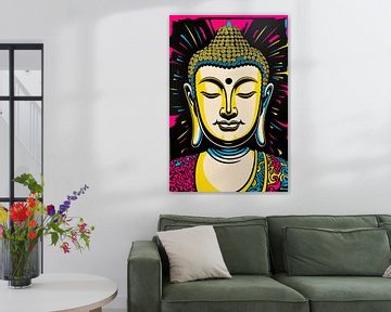 Levendig Pop Art Boeddha portret van Art & Soul Creations