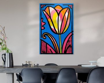Kleurrijke abstracte tulp schilderij van Art & Soul Creations