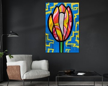 Abstracte kleurrijke tulpkunst van Art & Soul Creations