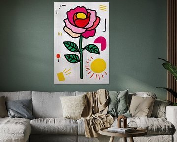 Roze roos in pop art-stijl van Art & Soul Creations