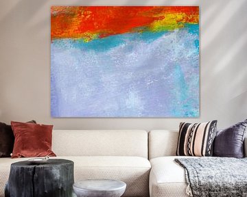 Vuur in de lucht abstract acrylschilderij van Karen Kaspar