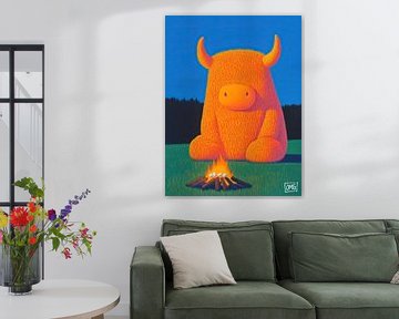 Kampvuur | Fuzzy Orange Monster Campout van OMG Art