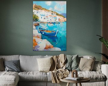 Blue boats coast by Poster Art Shop
