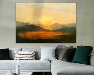 Berglandschap zonsondergang van Poster Art Shop