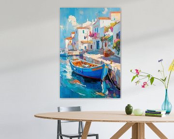 Blue boat water by Poster Art Shop
