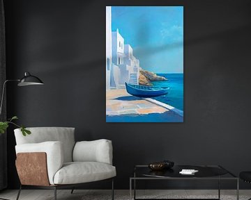 Blaue Bootsanleger von Poster Art Shop