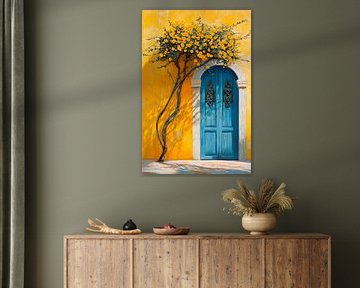 Porte bleue Mer de fleurs sur Poster Art Shop