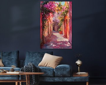 Bloeiend steegje van Poster Art Shop