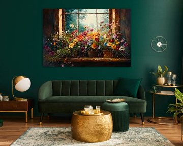 Fleurs à la fenêtre sur Poster Art Shop