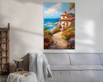 Flower path by the sea by Poster Art Shop
