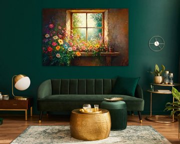 Bloemen venster van Poster Art Shop